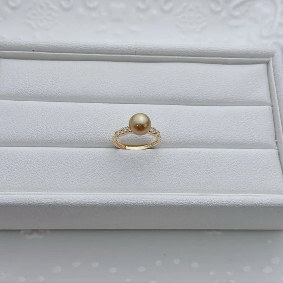 GSR3 S925 Stamped Golden South Sea Pearl Adjustable Ring - Picture 7 of 7